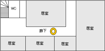 イラスト：警報器を廊下へ設置する場合の位置図