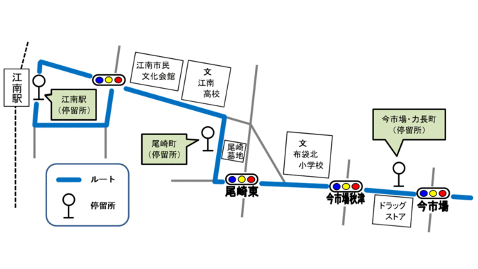 図：「大口町コミュニティバス」の中部ルート（毎日）図