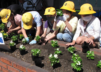 花を植える小学生の様子2